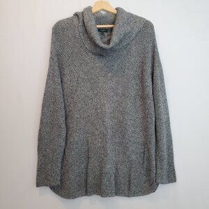 Talbots Plus Women's Sweater Chunky Knit Gray 1X Cowl Neck Cozy Academic-Light